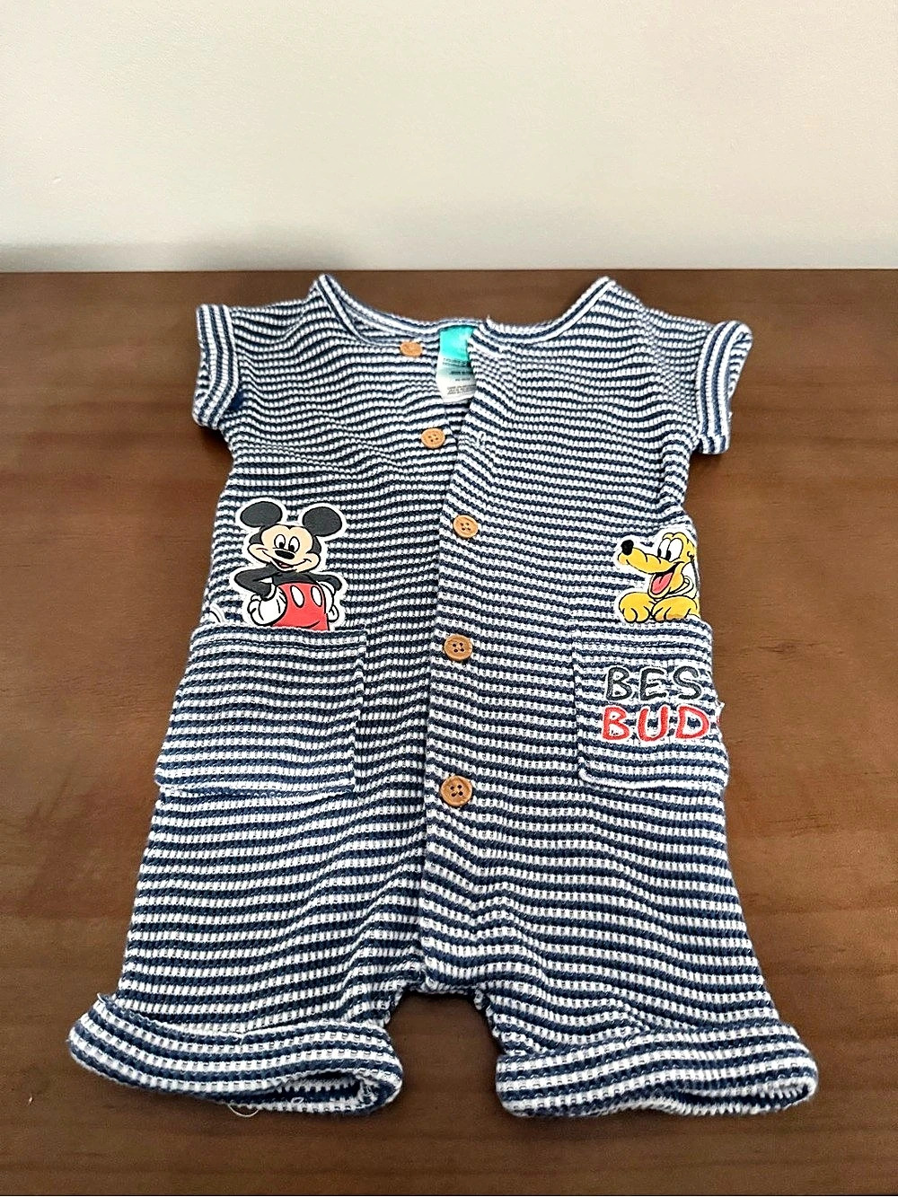 Disney Baby Mickey Pluto Striped Romper